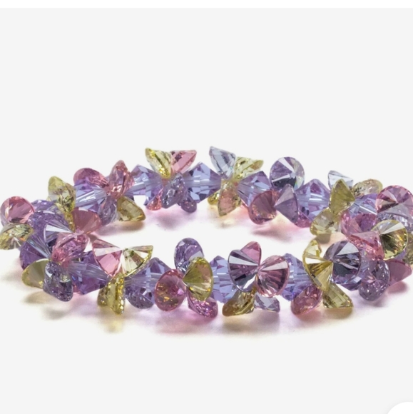 Kalifano Pastel Faceted Cubic Zirconia Crystal Elastic Bracelet - Picture 3 of 3